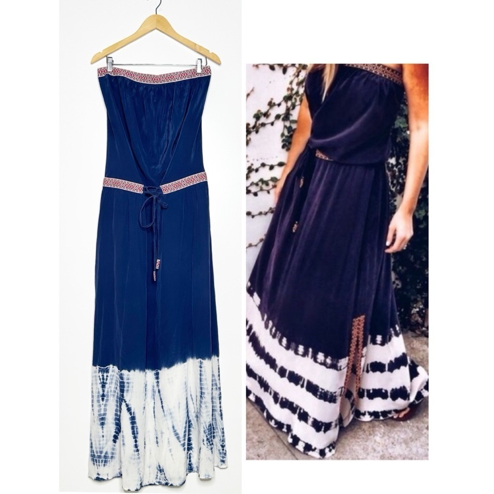 Gypsy 05 Global Village 100% Silk Cairo Strapless Maxi Dress Size Medium